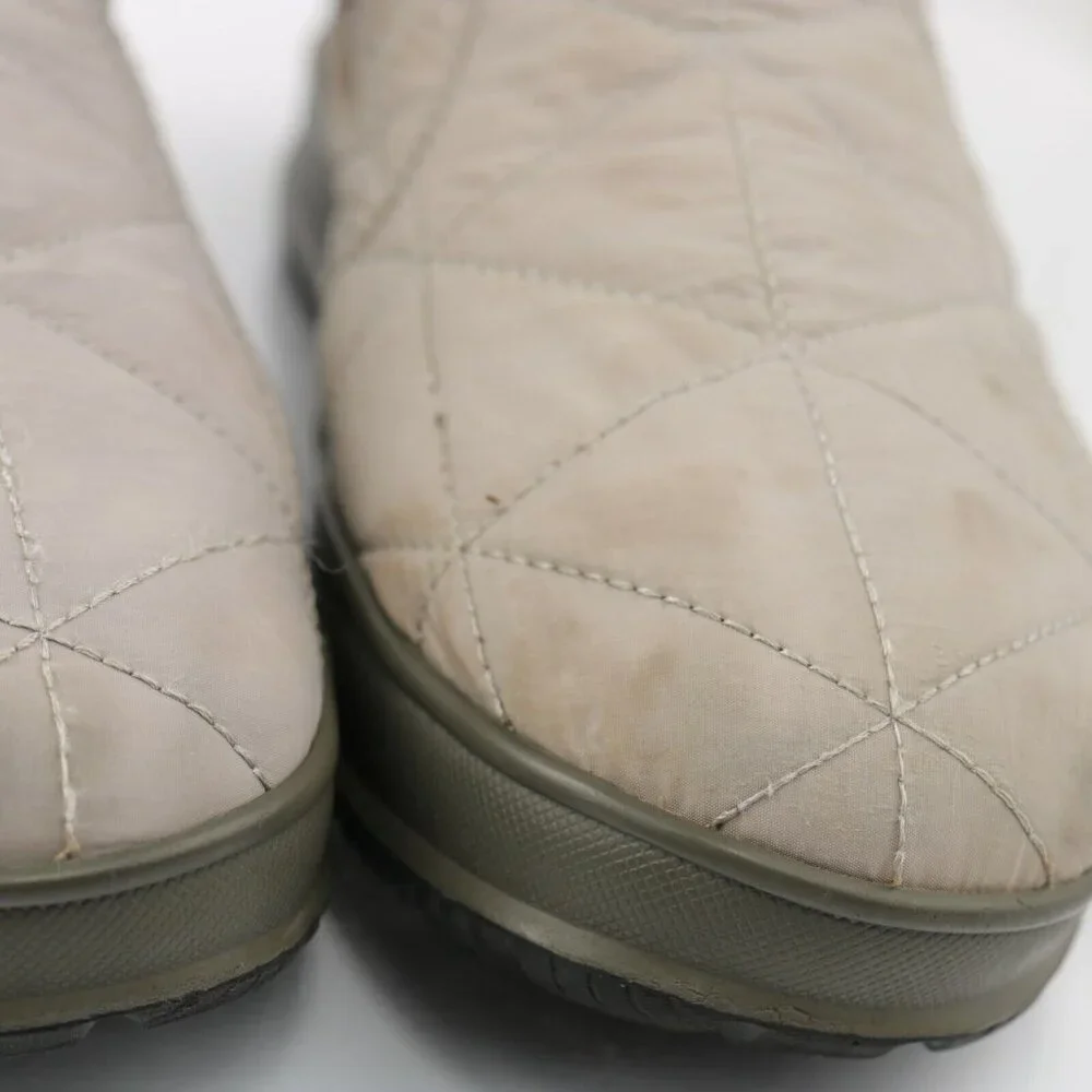 Bogs‎ Womens Snowday Boot Size 7 Waterproof Gray Beige Quilted Insulated Bootie